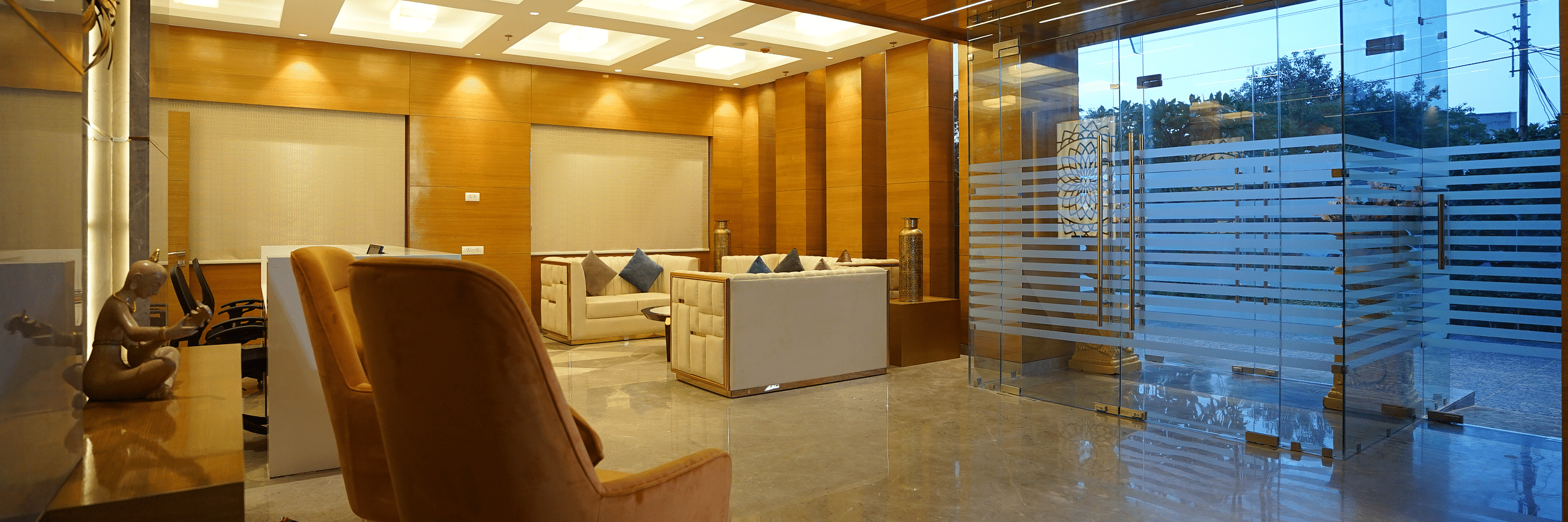 reception area at our hotel in vrindavan - best western