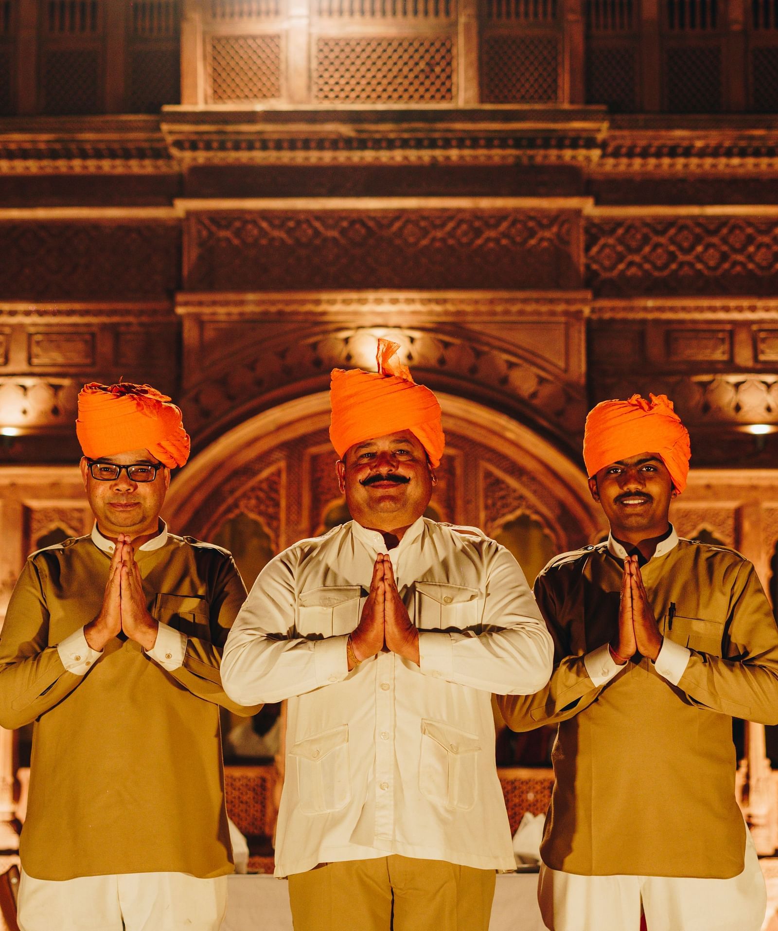 Three man posing for a photograph at Surpura Bagh.