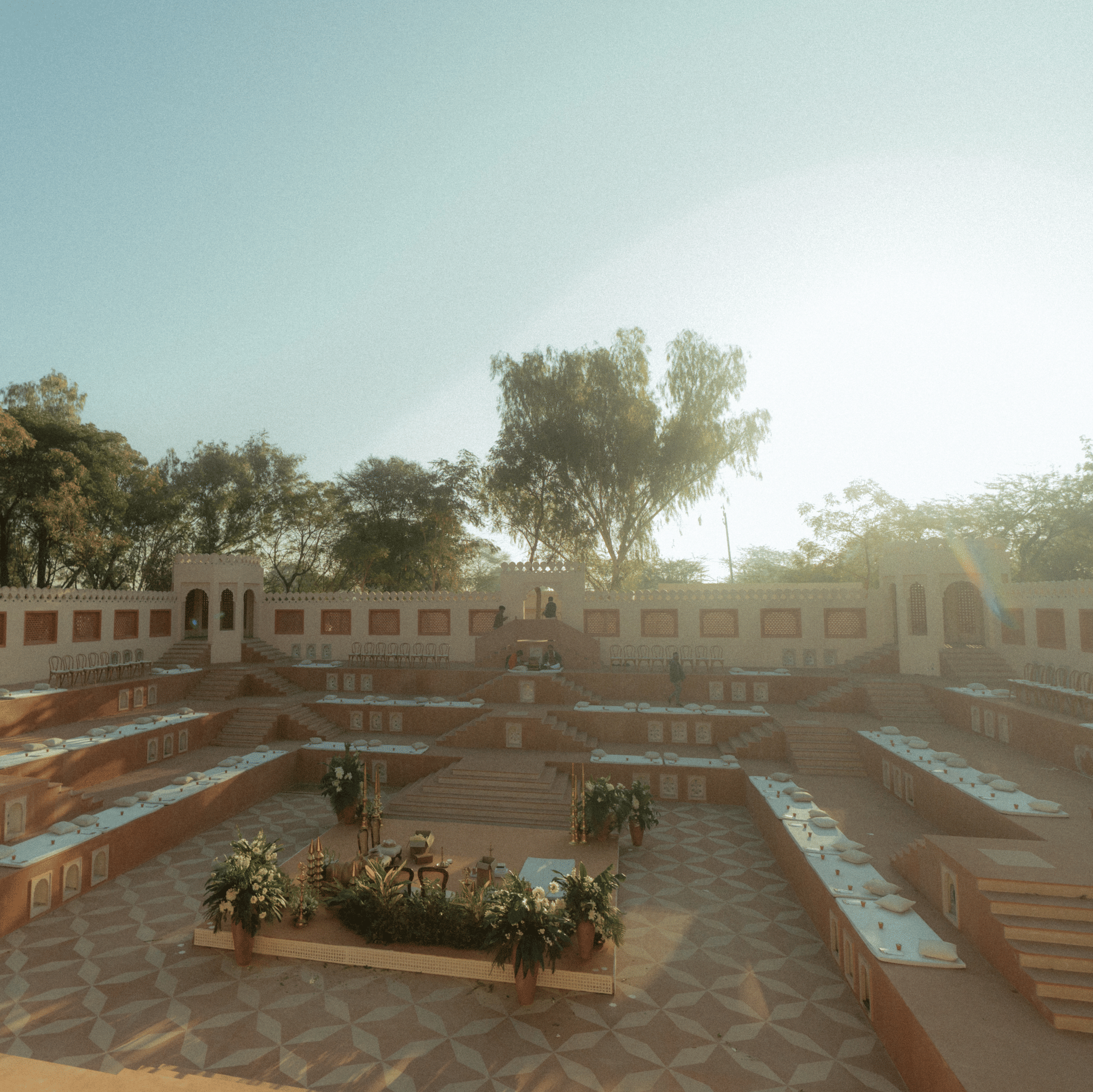 Pheras setup at the Baori stepwell, Umaid Palace, Dausa