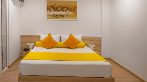 Front view of the Studio Premium Room with a cosy bed at Nest by Rivido Apart Hotel, Bannerghatta Road