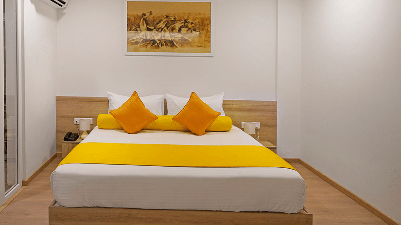 Front view of the Studio Premium Room with a cosy bed at Nest by Rivido Apart Hotel, Bannerghatta Road
