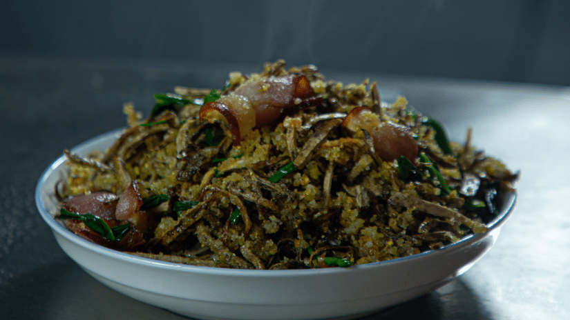 A bowl full of Ker Sangri, a traditional dish from Udaipur made out of dried desert fruits.