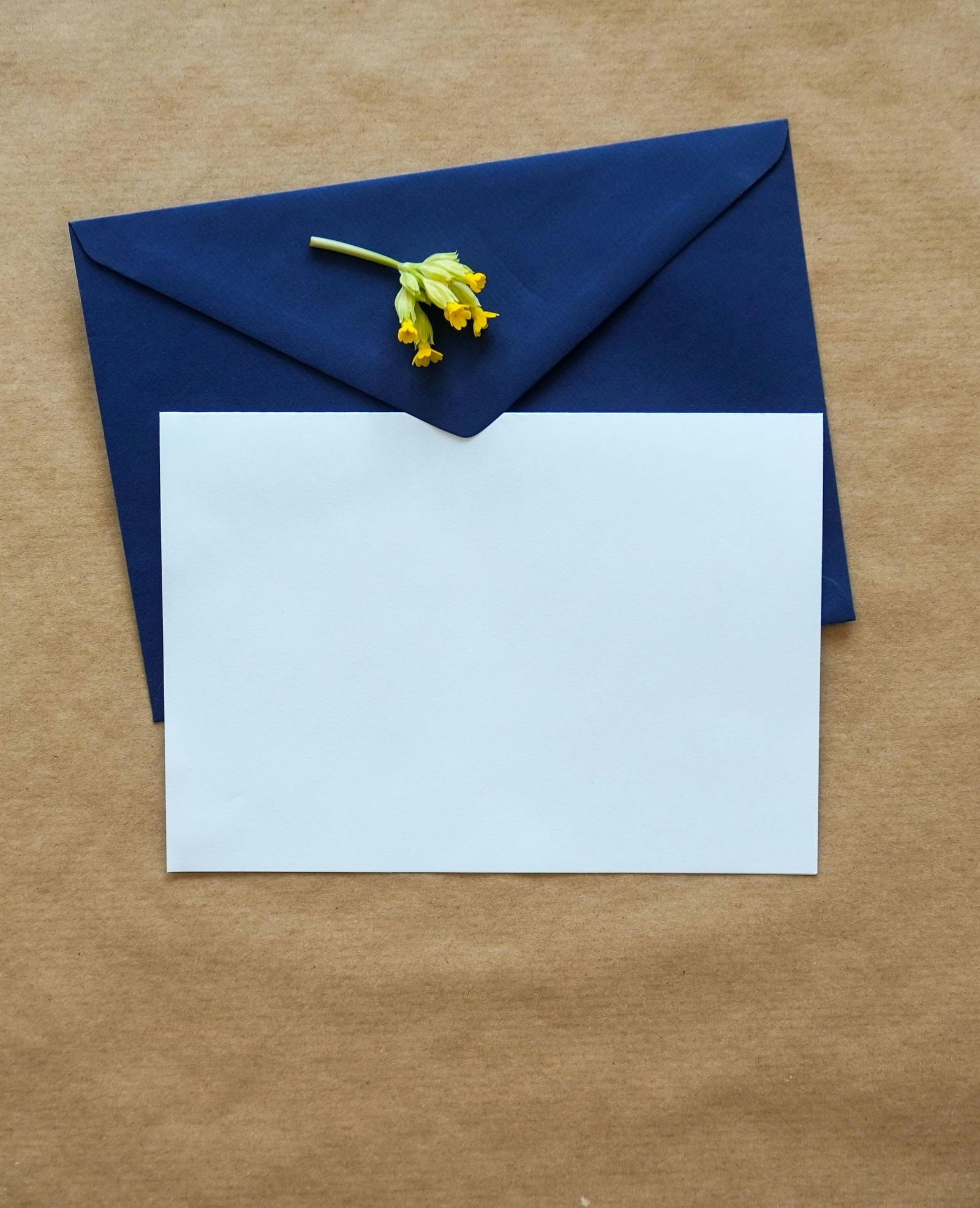 An image of a note card placed on a blue coloured envelope - Brewery Gluch Inn & Spa
