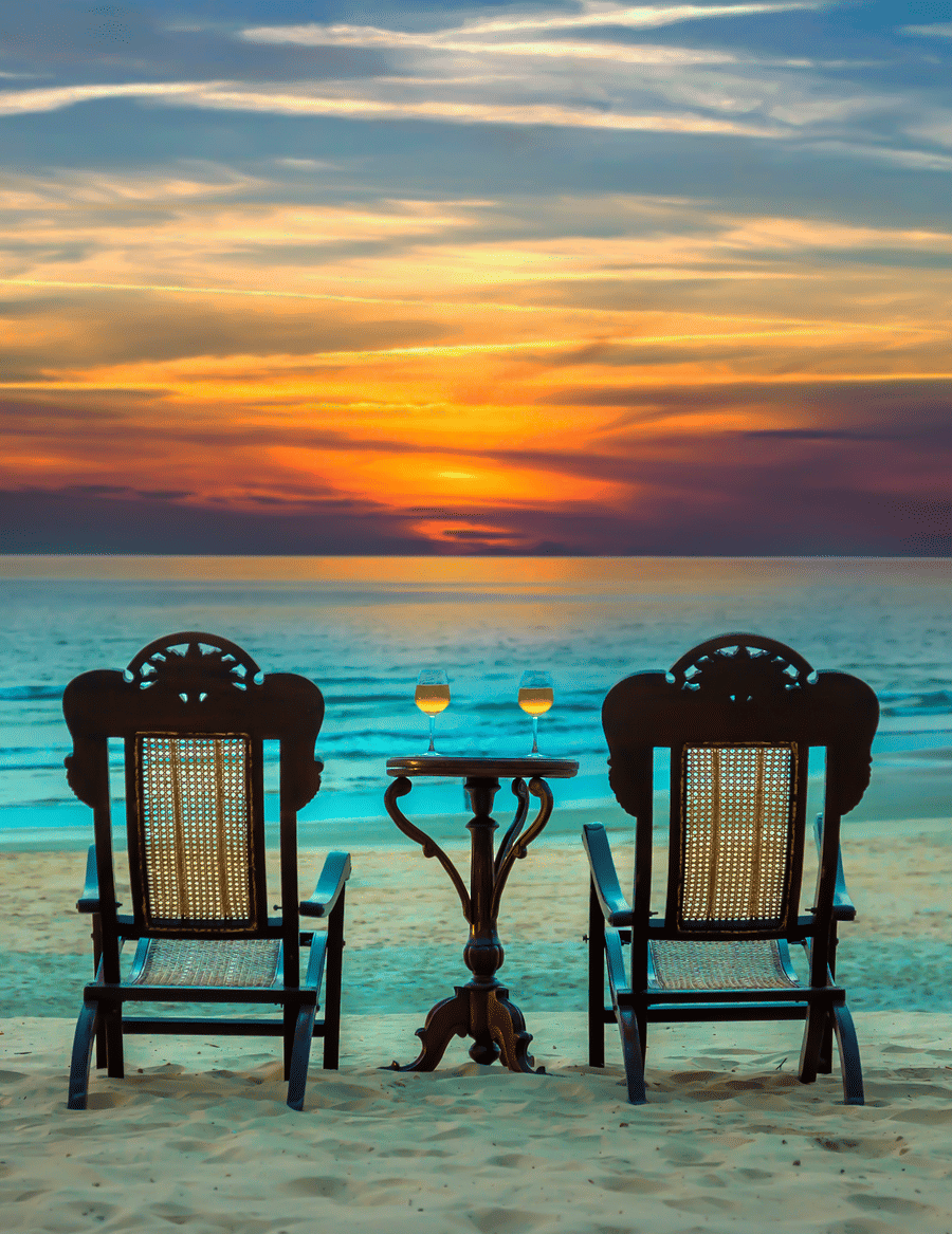 two chairs and a table in between with the sea in view - Caravela Beach Resort Goa