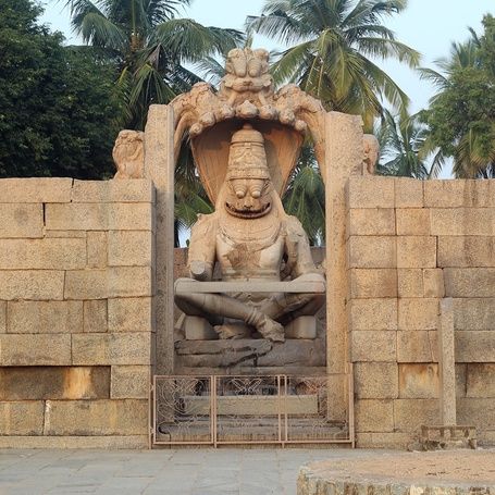 Monolithic Lakshmi Narasimha statue in Hampi.