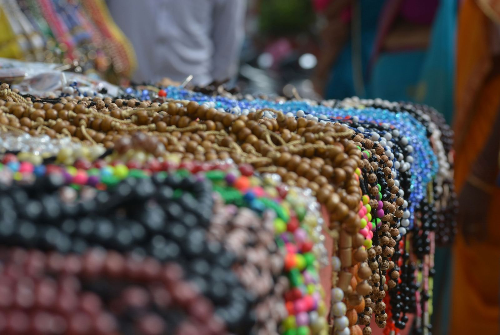 bead strings in a market stall