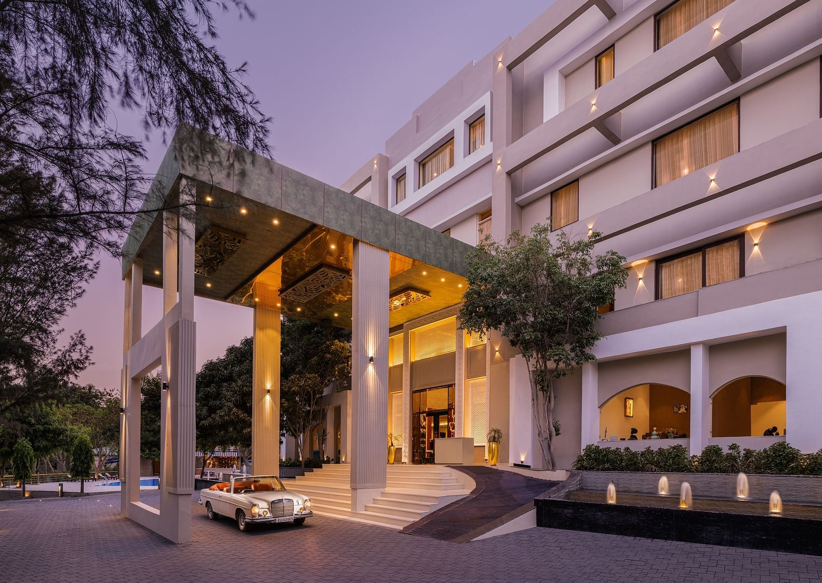 Main Porch view in the twilight hour - Essentia Luxury Resort & Spa, Udaipur