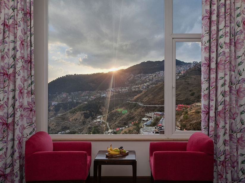 Hill view from the Premier Valley View Room at our Luxury hotel in Shimla - The Orchid Hotel Shimla