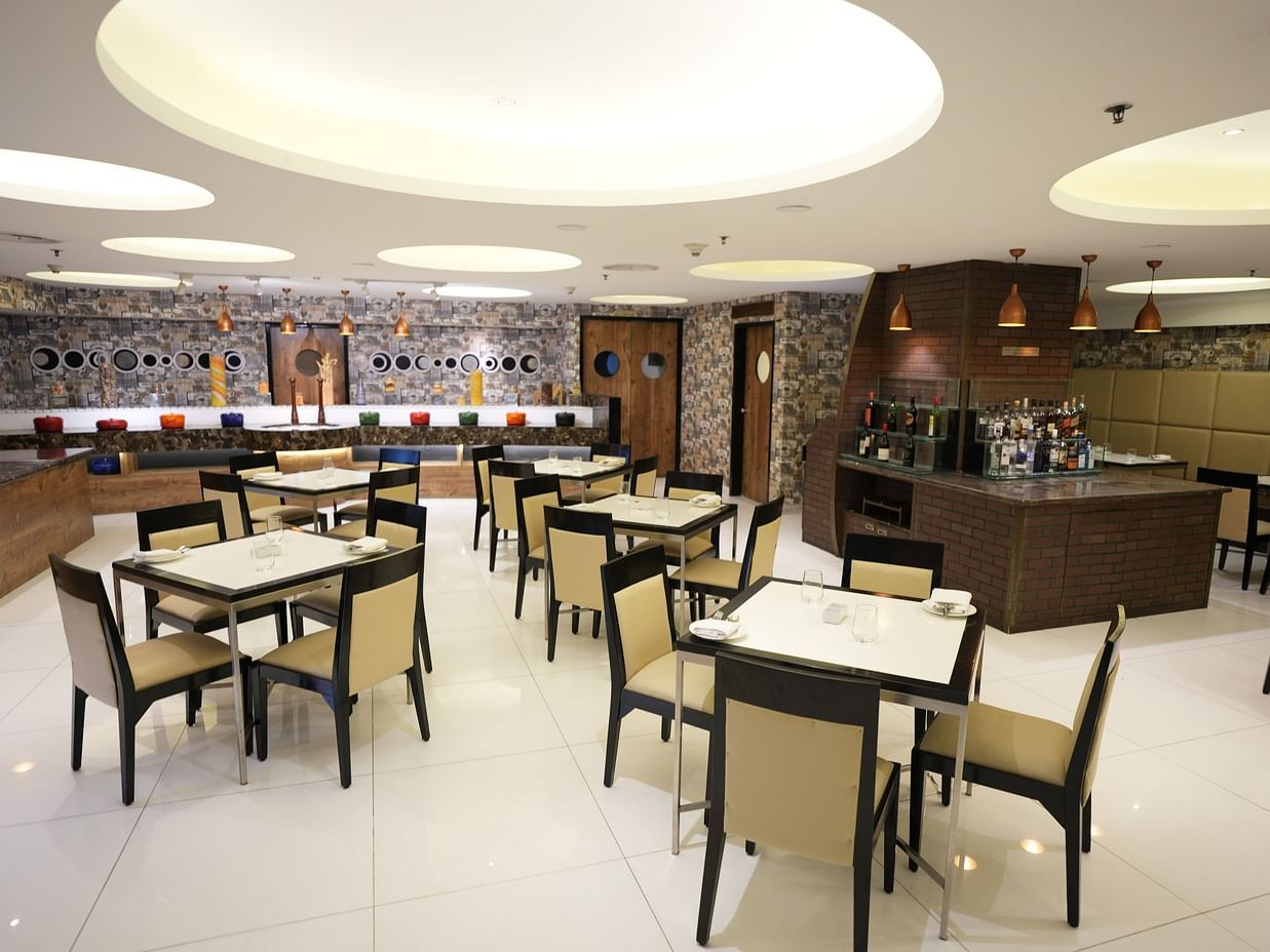 The interiors of our restaurant Rhythm - The Beatle Hotel, Powai