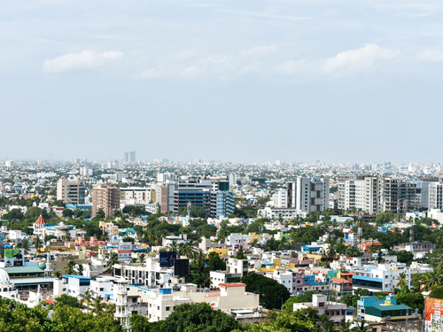 An aerial shot of chennai city.