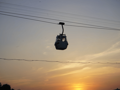 A cable car travelling on the line