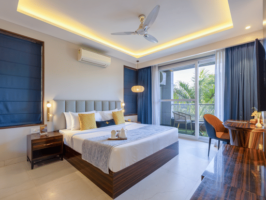 Deluxe room curtain open 1