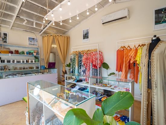 interior of the Dive with several varieties of clothes and souvenirs on display