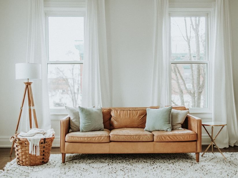 a living room with a sofa