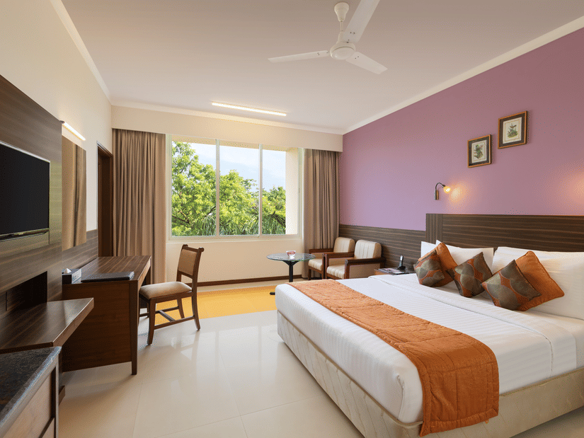 Double bed in Executive Room at Sangam Hotel, Thanjavur