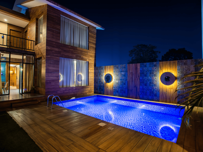 Night View of facade in the Maharaja Villa in The Wedlock Greens Hotel & Resort, Dhanbad