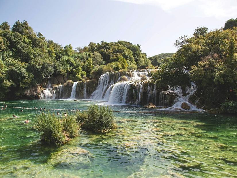a cascading waterfall