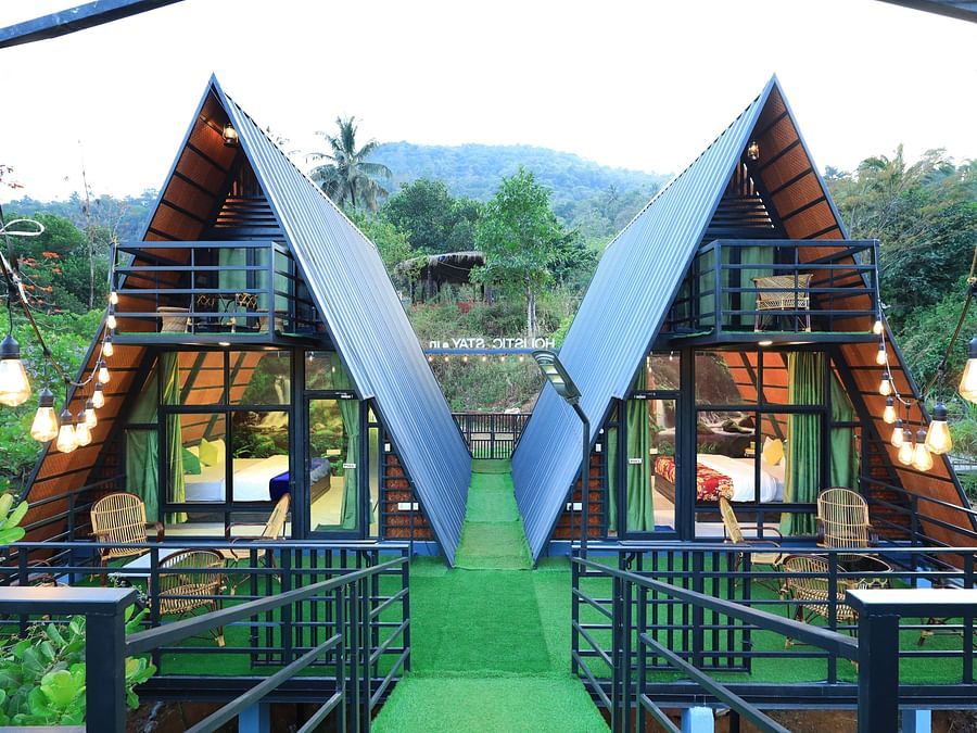 another facade view of the tower stay inside Holistic Stay Eco Resort, Kannur