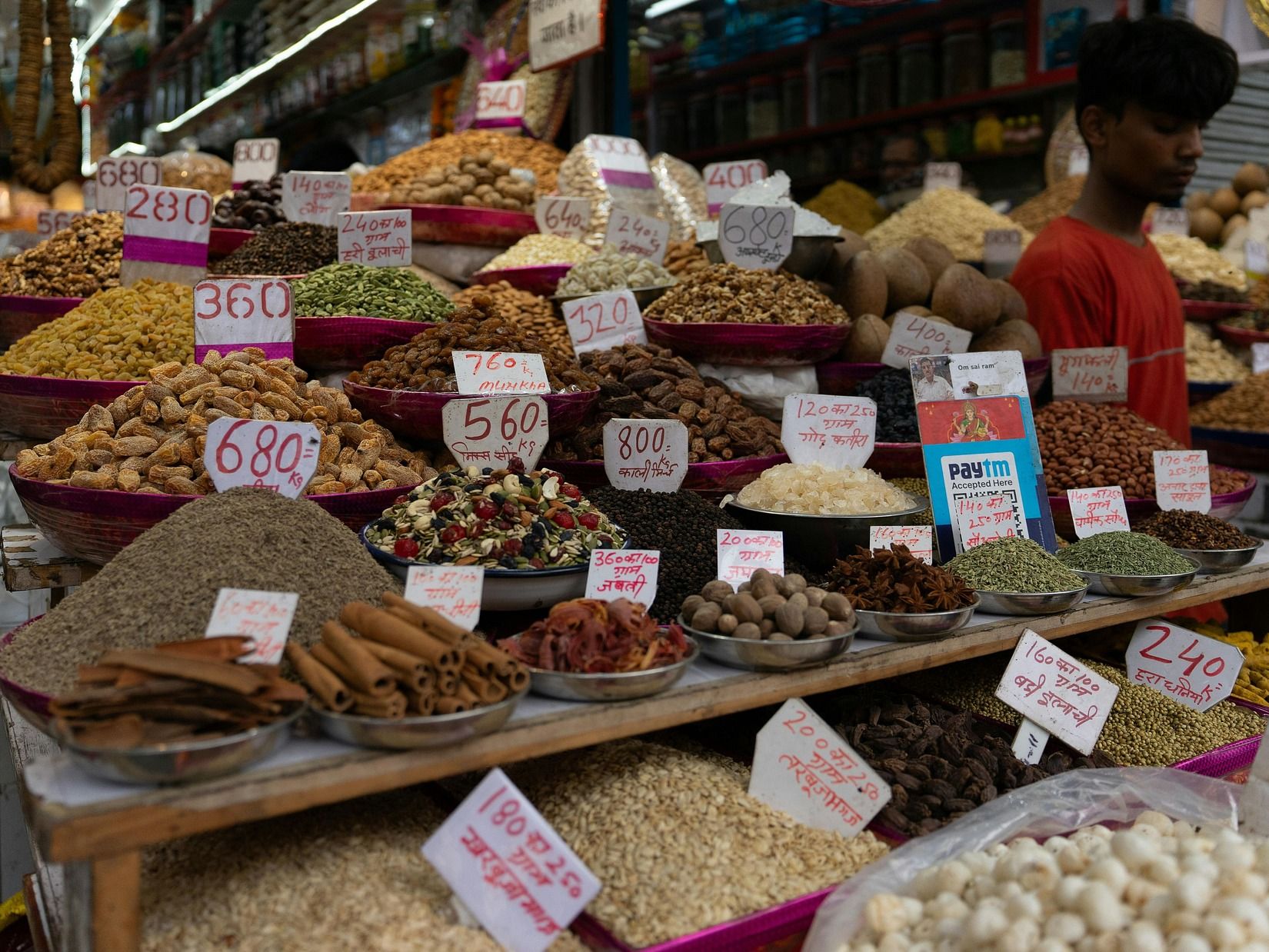A view of spices being sold in market