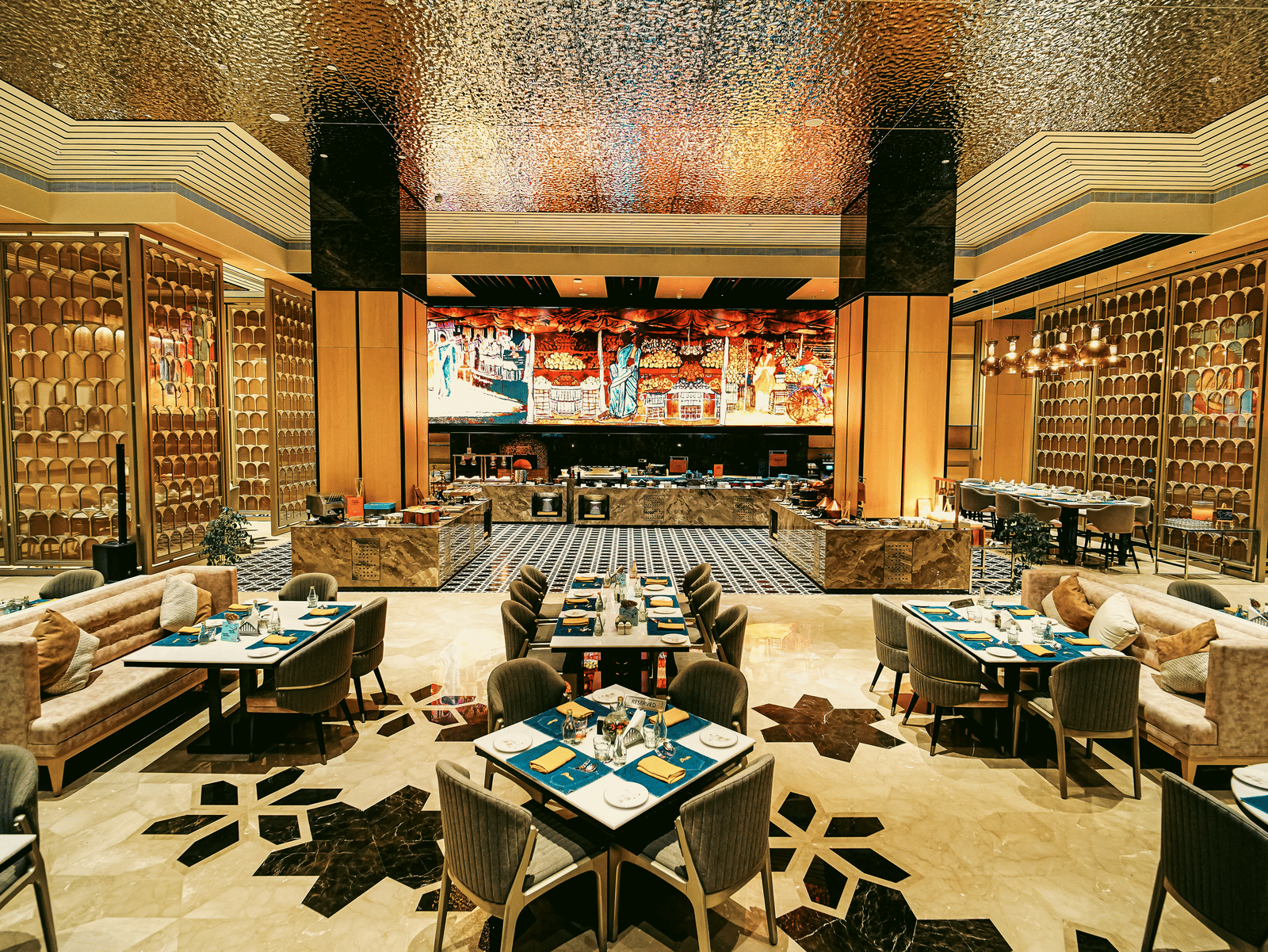 A close-up shot of the restaurant with beautifully arranged tables, showcasing its stylish ambience