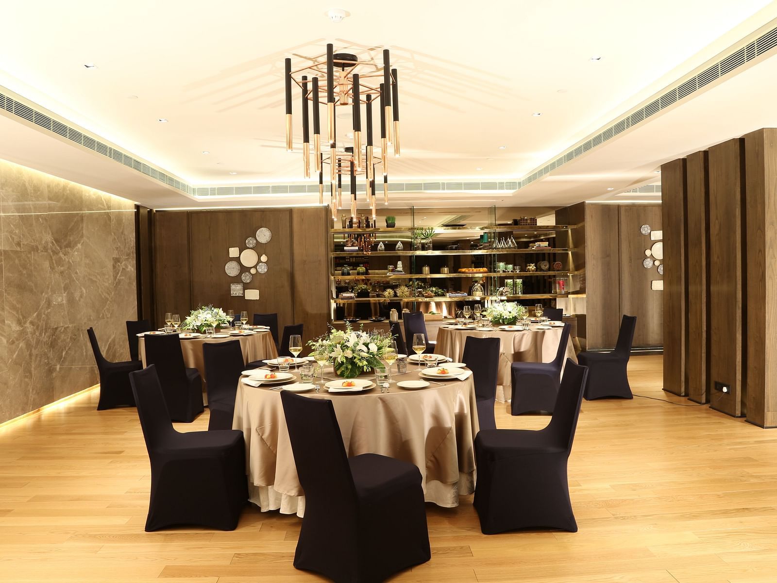 A luxurious event space with elegant seating and decor, ideal for weddings and formal events at The Raintree, St. Mary's Road