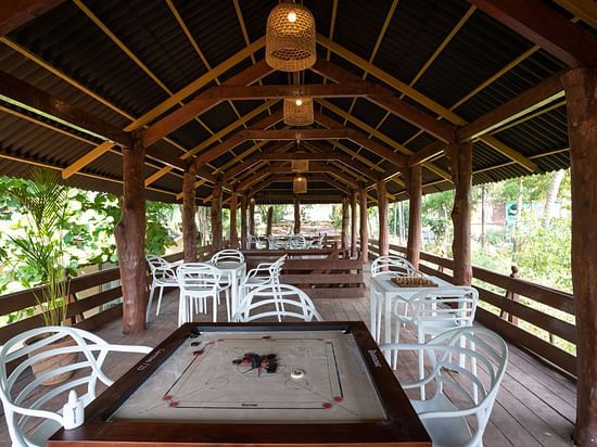 image of the activity area with several indoor games at sibaya beach resort, morjim beach