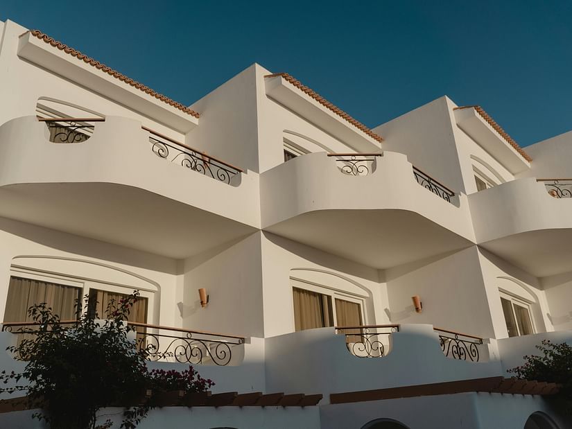 facade image of the hotel with balconies