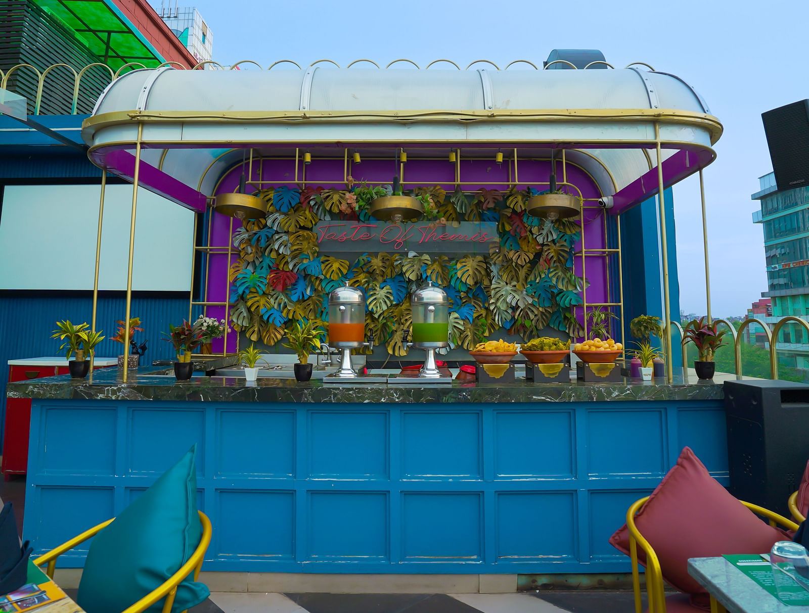 An image of a colourful bar counter at Themis Barbeque House