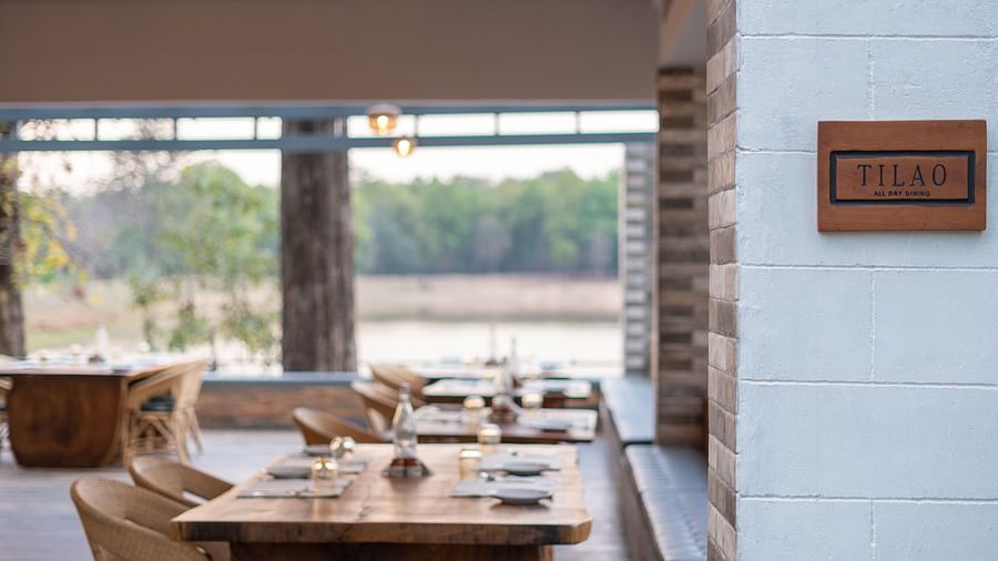 Dining at The Riverwood Forest Retreat, Kanha 