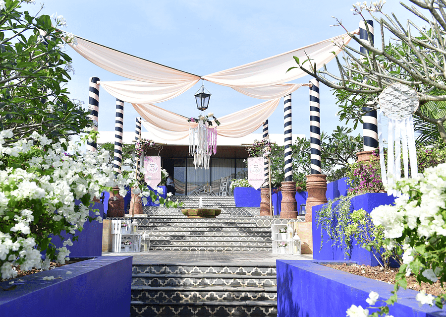 alt-text seating area at Library amongst our wedding halls in south goa