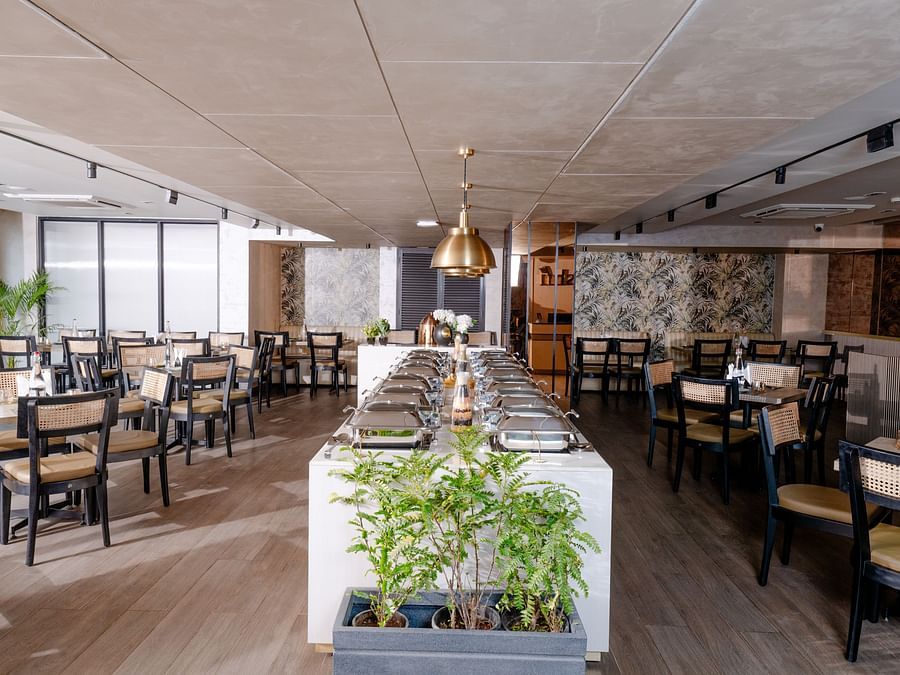 interior of Mishri restaurant at Triptam Hotel, Vrindavan