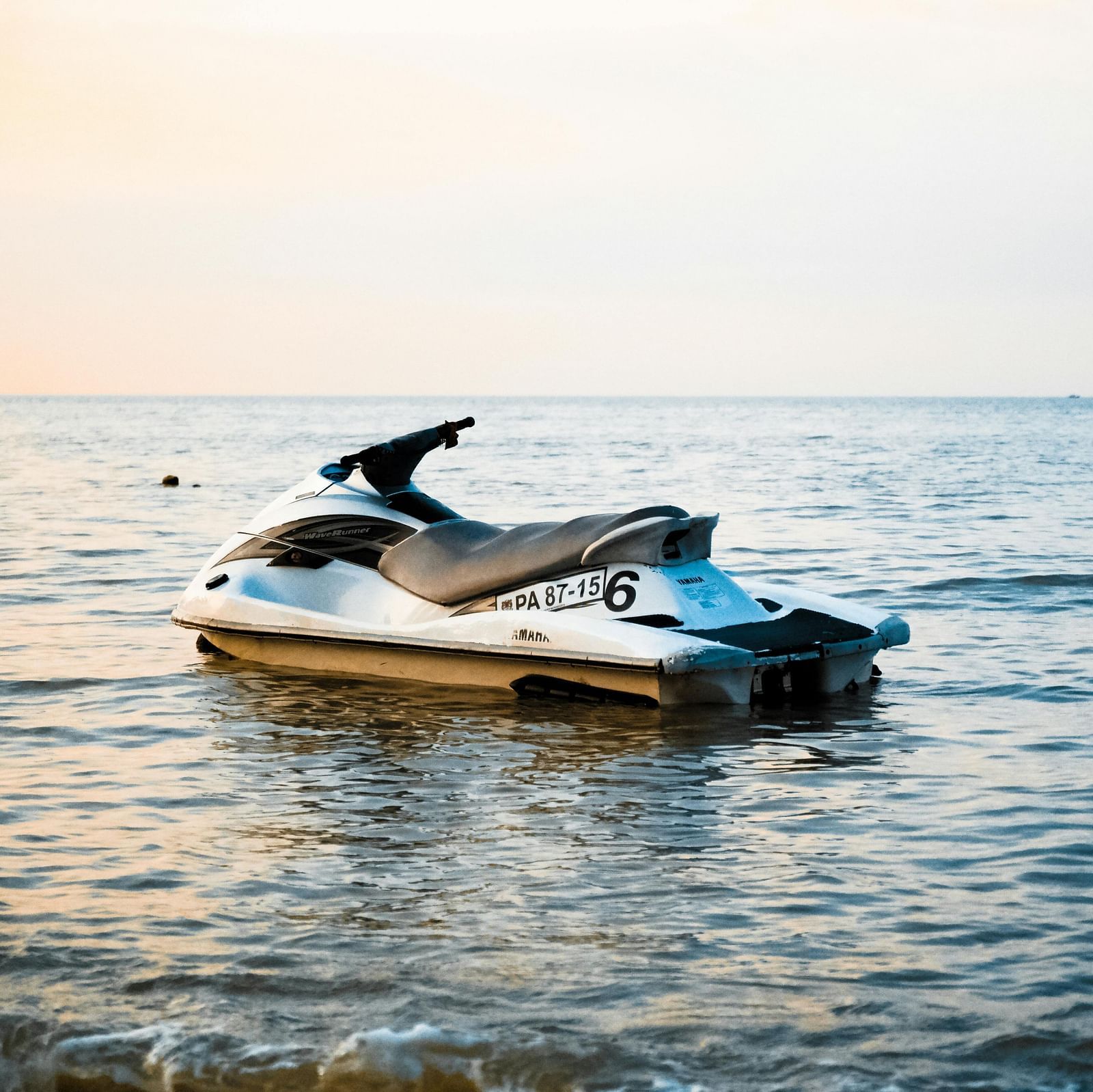A jet ski floating on the water