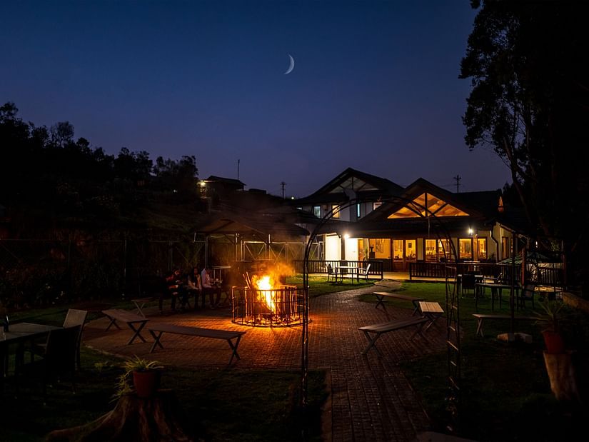 view of our resort at night