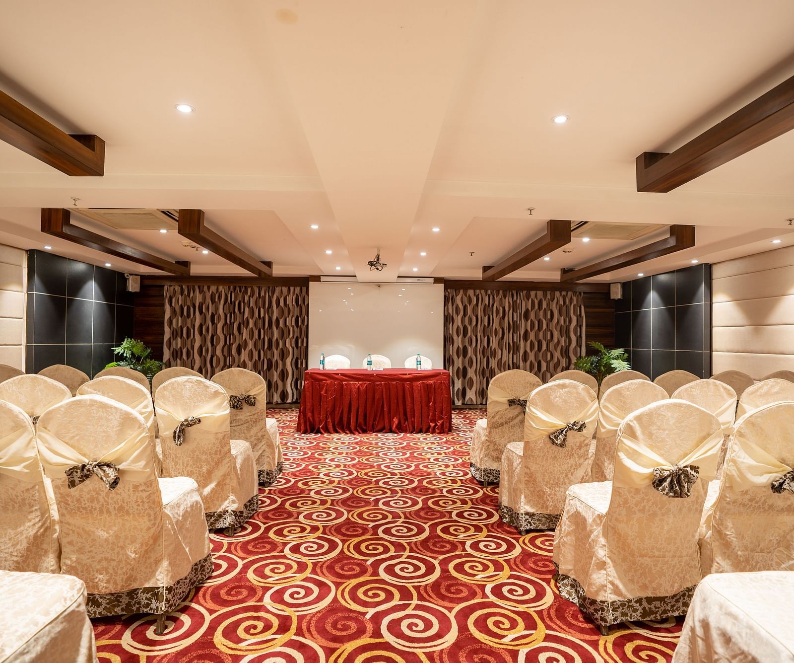 An image of the seating arrangement in the Orion hall at The President Hotel, Hubli