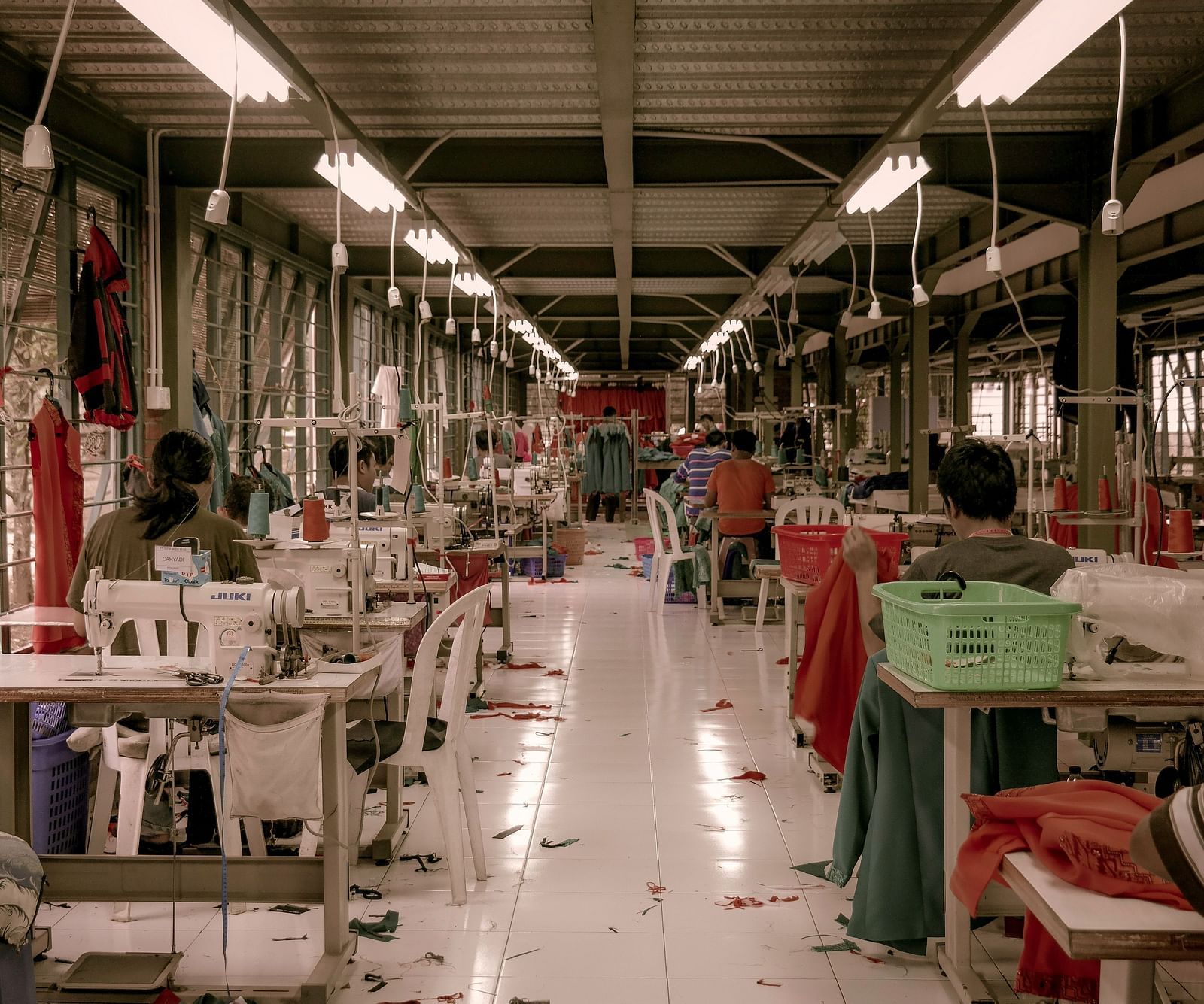 Many workers working on their sewing machine in a garment factory