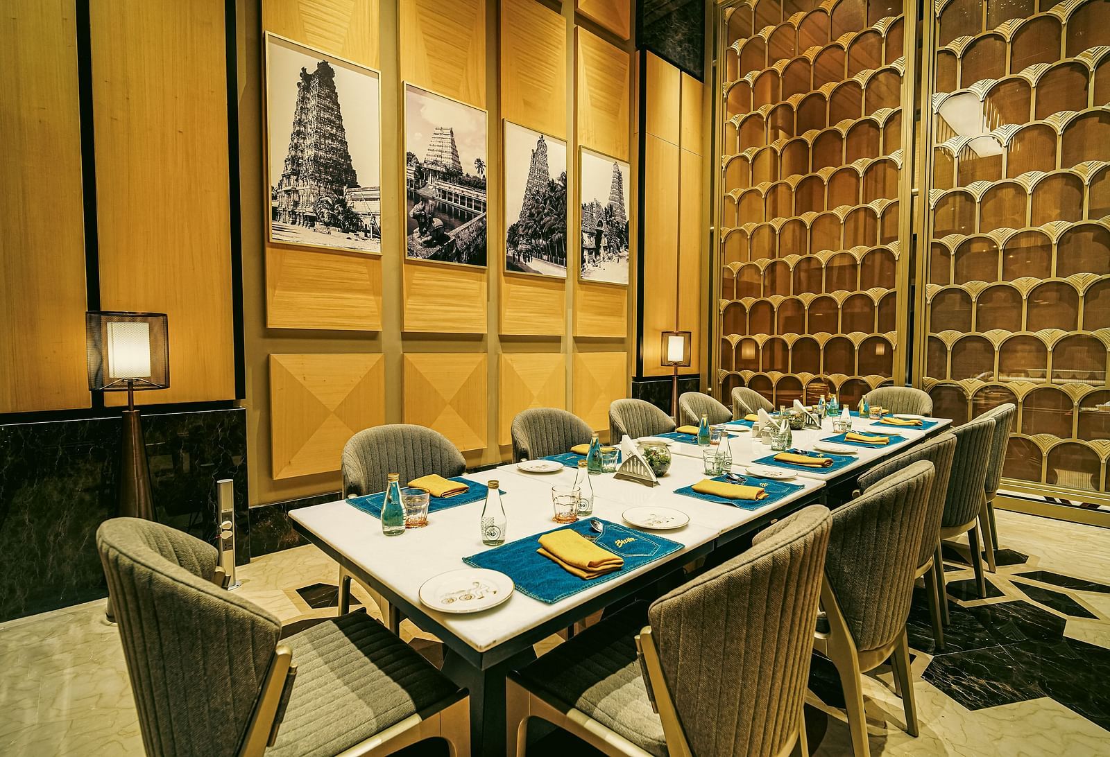 A different angle of the private dining room highlighting its elegant and cosy setting
