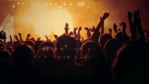 People at a concert dancing to EDM