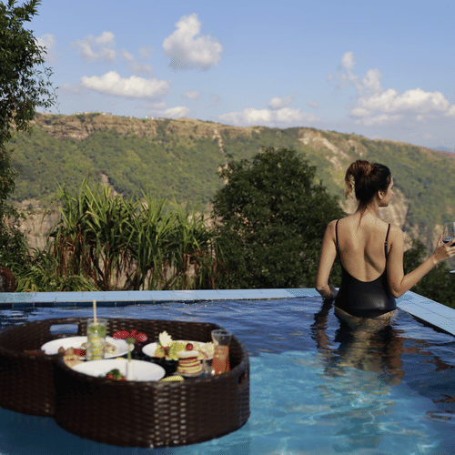 a guest in our pool - Polo Cherrapunjee Resort