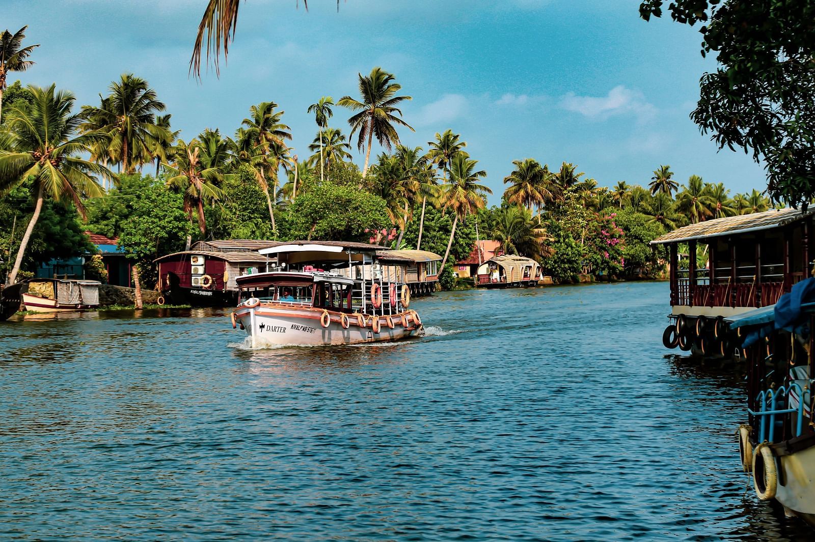 elegant boathouse in Kumarakom captured during the day