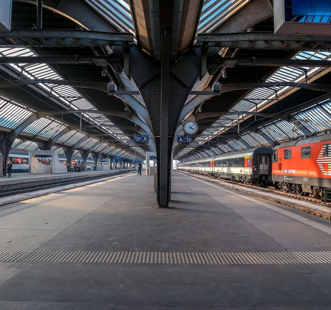 Railway platform view without people
