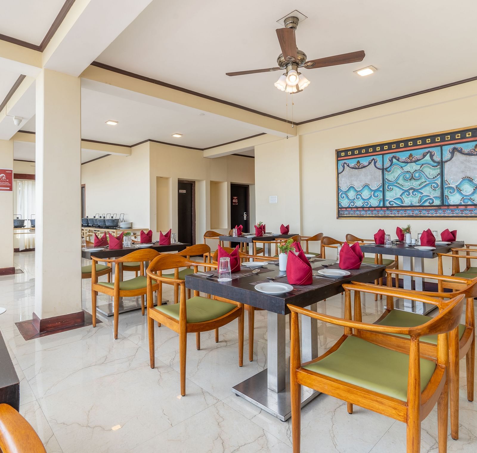 dining area of the restaurant at Summit Lillium Hotel & Spa, Kalimpong