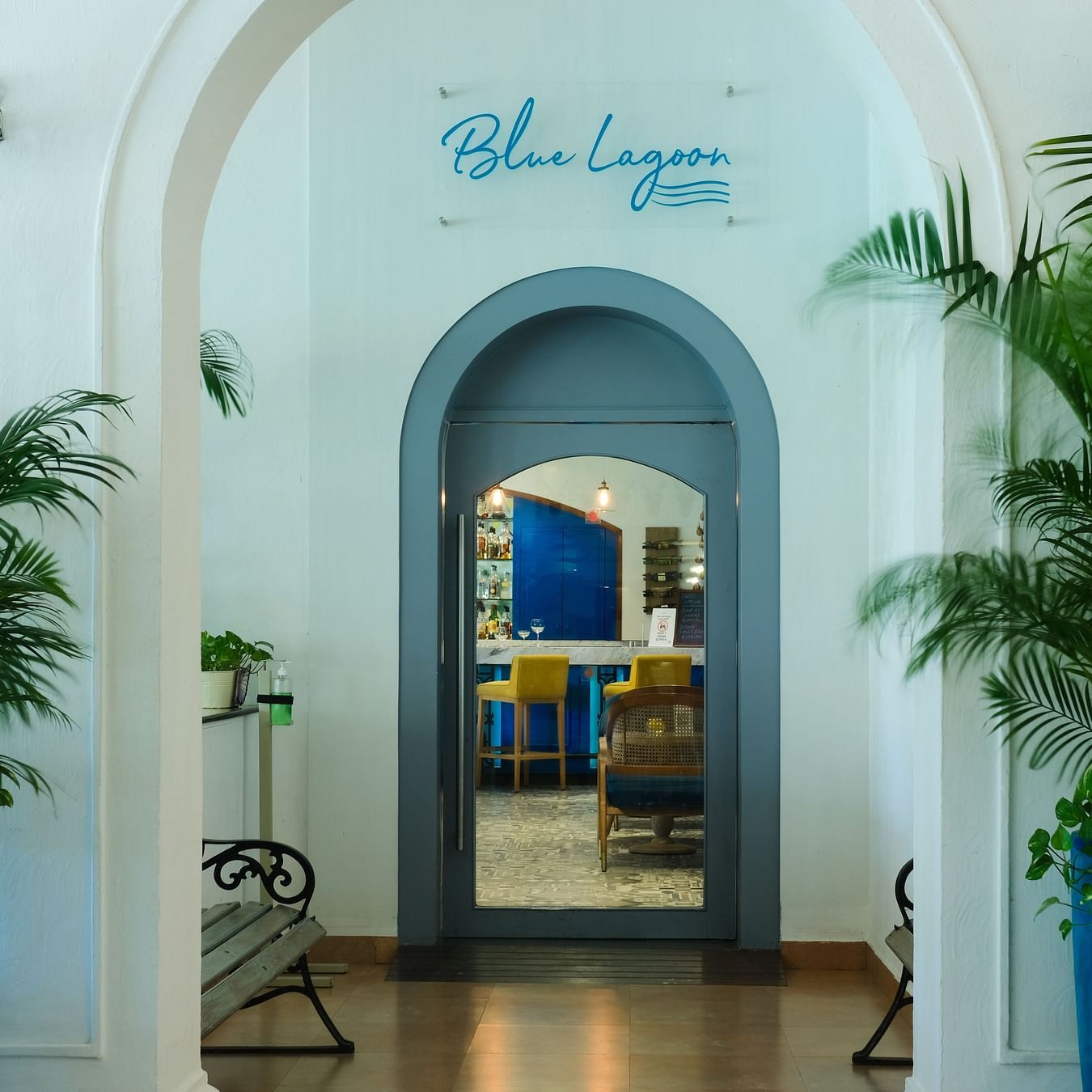 entrance of blue lagoon pub in south goa at heritage village resort and spa