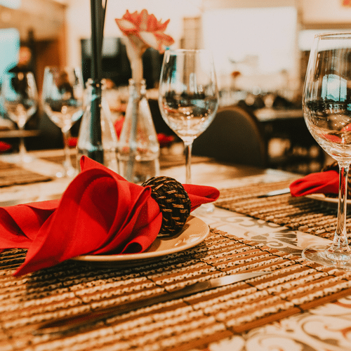 a table laid out for a meal at our restaurant in agartala