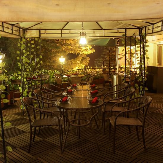 a cosy set up for dining at Sky Grill, a restaurant in Shillong
