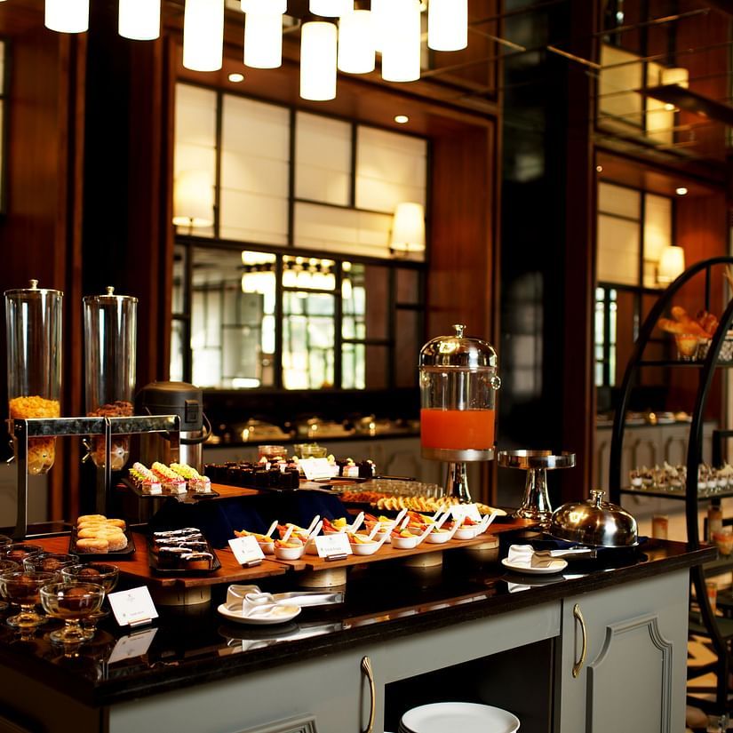 Overview of the dessert station in the buffet section at our restaurant in tripura - Polo Towers, Agartala