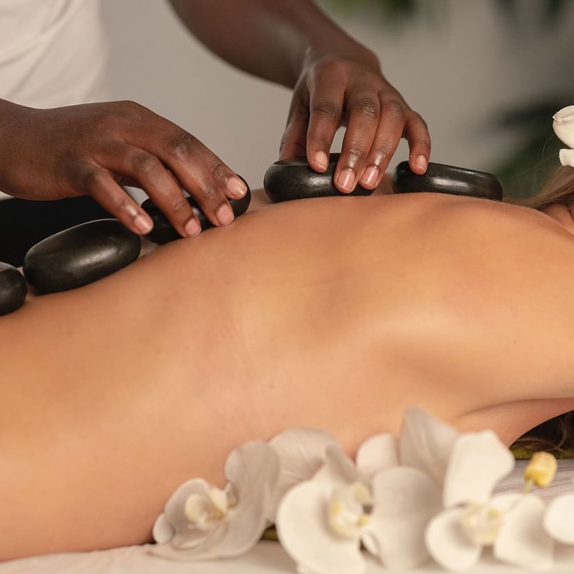 A person getting a massage at a spa