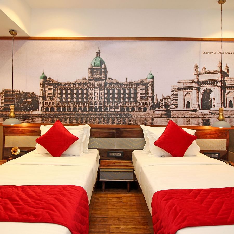 comfy twin beds at our rooms in khar at theory9