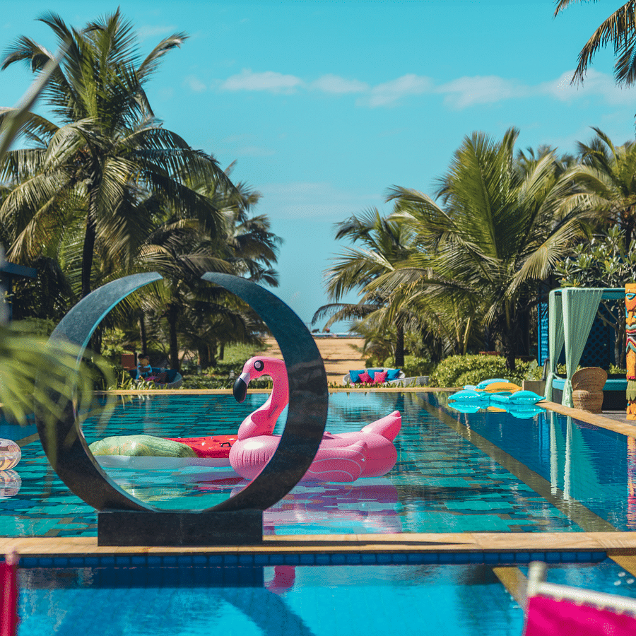 Swimming pool with floats for your destination wedding venue in goa
