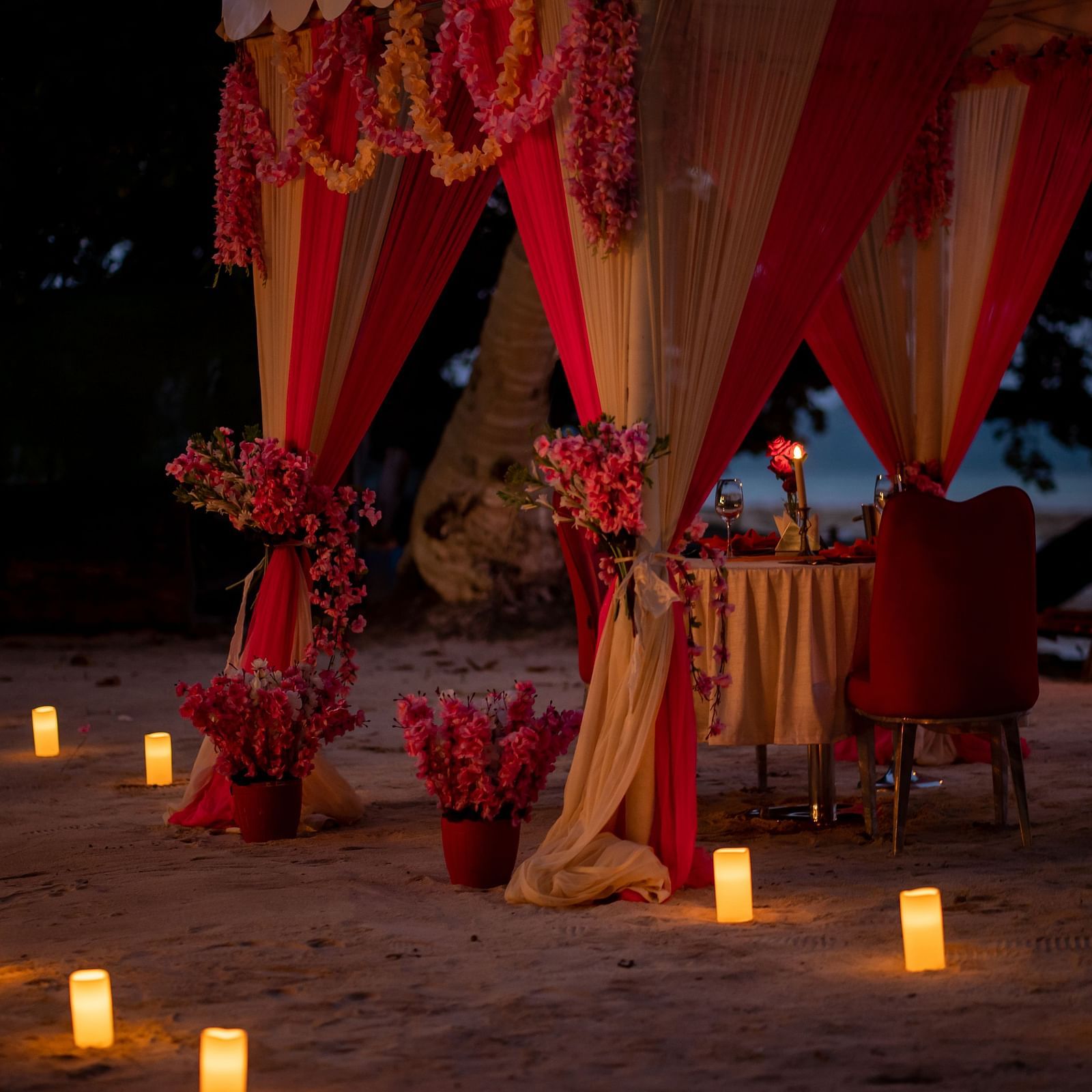 Romantic dinner set up at Coral Reef Hotel & Resort 