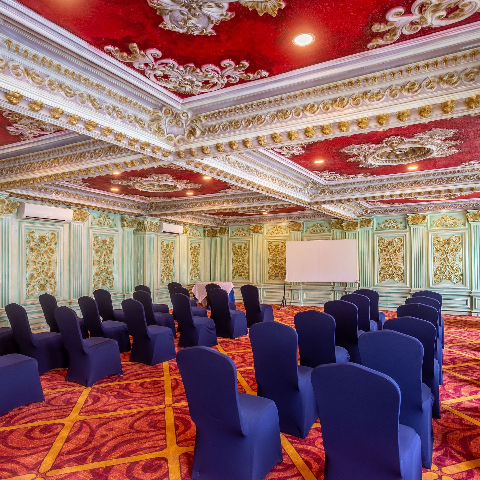 Elegant conference room with chairs and carpet 